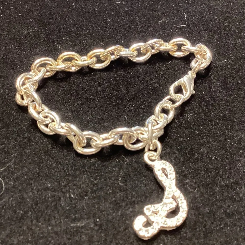 Silvertone Link Bracelet with Symbol Charm